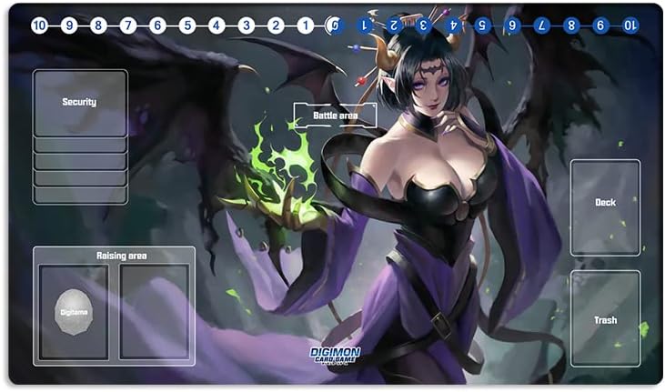 Mlikemat Alfombrilla de juego DTCG Duel Digimon Lilithmon Anime Trading Card Game Mat y zonas de cartas + bolsa de tapete gratis