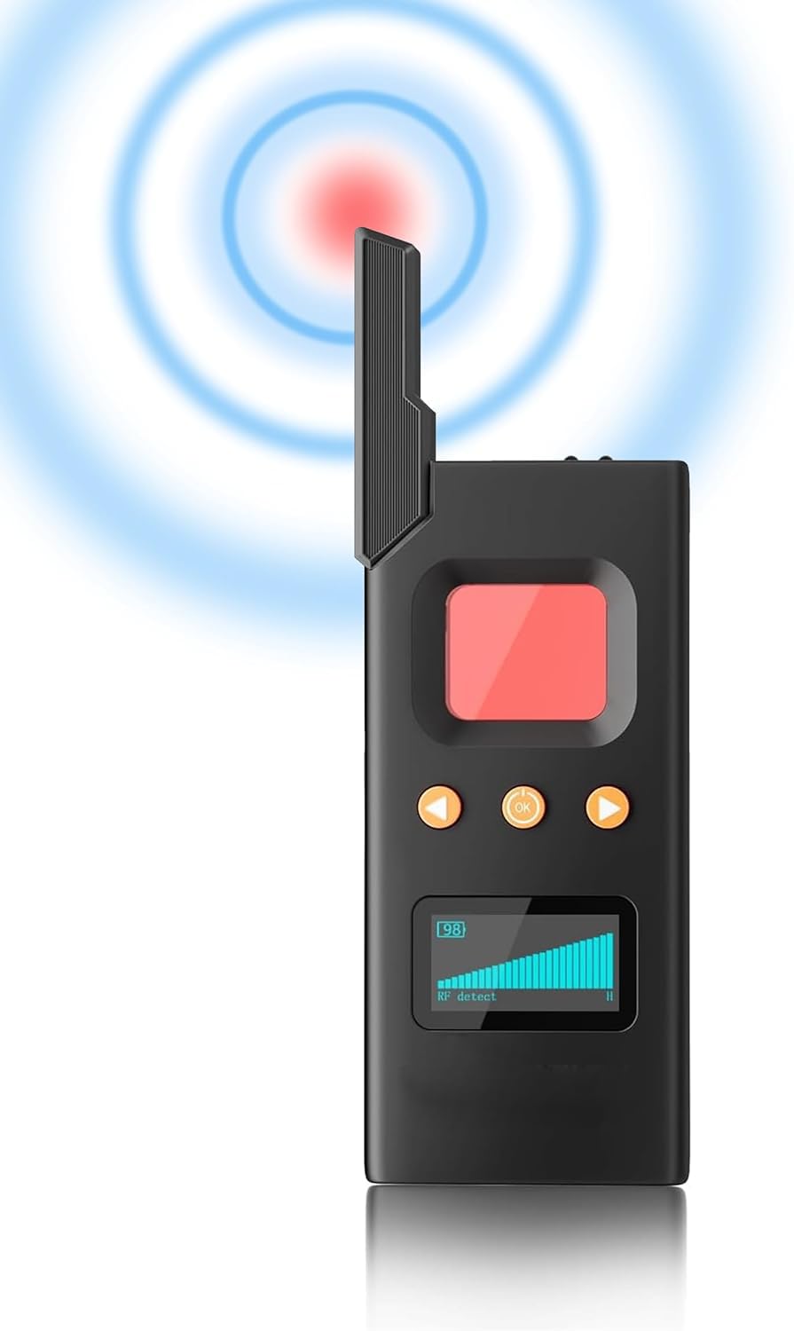 NALACAL MAX M12 Camera Detectors, High Sensitive Detector with Anti-Theft Alarm, 6 Professional Modes, Bug Detector for GPS Tracker/Magnetic Device and More, LED Display, Black