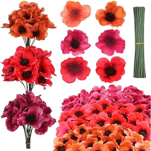 craftshou 60 Pcs Artificial Poppies Cover