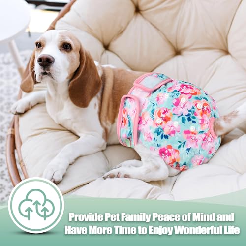 Image of wegreeco Washable Female Dog Diapers Highly Absorbent Reusable Diapers for Dog in Heat Period, 3 Pack (Ink Painting, Small)