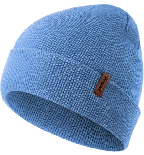 ROXUN Beanie for Men/Women Winter Hat Knit Cuffed Soft Warm Unisex Skull Stocking Cap Sky Blue