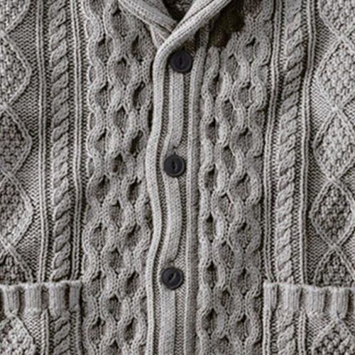 Men's Shawl Collar Cardigan Sweaters Slim Fit Button Down Long Sleeve Cable Knitted Casual Outerwear with Pockets3