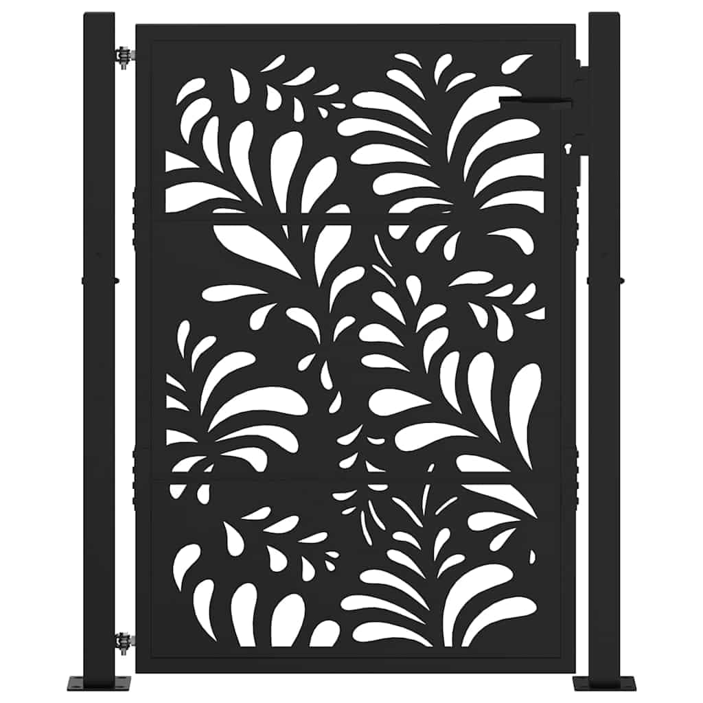 vidaXL Puerta de jardín diseño Ondulado de Acero Negro 100x125 cm, Puerta de Cerca, Puerta Exterior, Puerta de Metal, Puerta de Seguridad