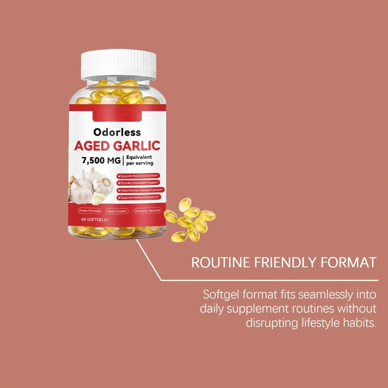 Aglio invecchiato 7500 mg, circolazione e supporto cardiaco, 60 conteggi | 2 anni di età. Formula inodore. Supporta l’equilibrio circolatorio e metabolico quotidiano