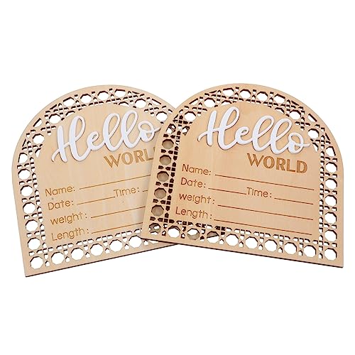 Toddmomy 2Pcs Adorable Newborn Birth Announcement Sign Handmade Wooden Name Sign for Nursery Custom Welcome Banner for Girl Boy Decoration