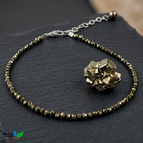 Image of Raw Pyrite, Money Magnet, Dhanyog, Garnet, Black Obsidian Evil Eye Anklet | Stone of Money, Protection & Power | Natural Healing Crystal Anklet for Women | Spiritual Jewellery for Women | Gift for Woman & Girlfriend