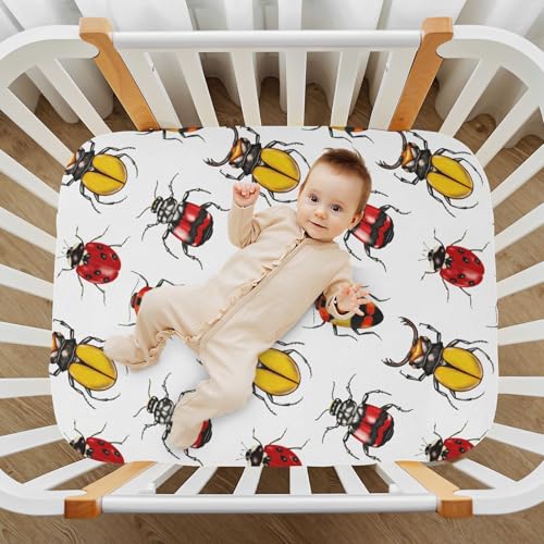 Selerdon G384106565P821C876S1914 Crib Sheets Beetle Insect Ladybugs Baby Crib Sheets Mattress Cover For Boys And Girls Soft Breathable Fitted Kids Toddler Bed Sheets 52 Inch X 28 Inch X 9 Inch thumb #6