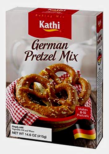 Kathi German Pretzel Baking Mix 14.6 oz (Pack of 1) Bundled with Lowensenf Extra Hot Mustard 9.3 oz (Pack of 1) with Pastry Brush by Intfeast