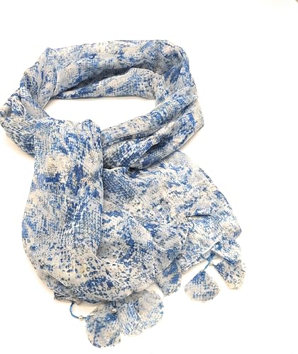 AFMAC Women Featherlight Scarf Wrap, Lightweight, Breathable, Chiffon Self print Neck Scarf Head Hair Wrap Soft Lightweight Light Blue3