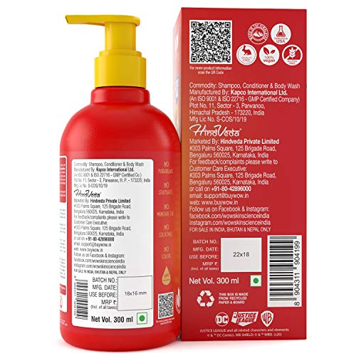 Image of WOW Skin Science Kids 3 in 1 Wash - Shampoo + Conditioner + Body Wash - Red Speedster FlashEdition - No Parabens, Color, Mineral Oil, Silicones & Sulphate, 300 ml