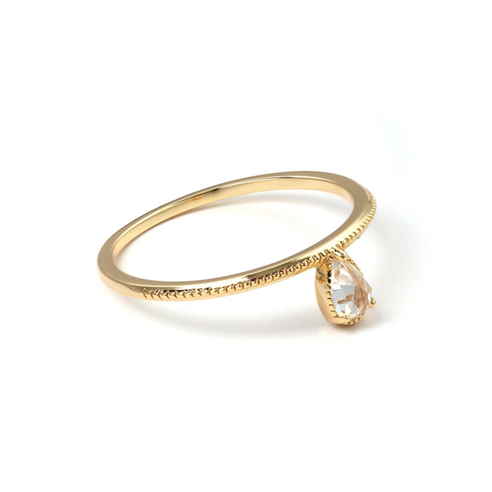 Alianzas de oro amarillo de 9 K/14 K/18 K con gotas de moissanita y forma solitaria