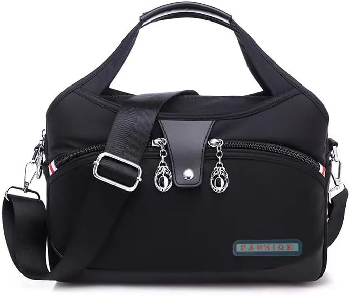 Women's Oxford Cloth Handbag - Versatile Tote and Crossbody Shoulder Bag for Women (Black)