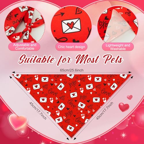 Image of Abbylike 50 Pcs Valentines Day Dog Bandanas Bulk Red and Pink Bandanas for Dogs Triangle Kerchief Bibs Scarf for Pet Romantic Costume Photo Props Accessories Pet Shops Groomers (25.6 x 17.7 x 17.7)