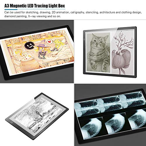 Aibecy Magnetic A3 LED Tracing Light Box Ultra-thin Stepless Dimmable Brightness Artcraft Light Table Pad Board with Scale USB Powered Portable Copy Board for Artists Adults Students Sketching Drawing - Thumbnail 6