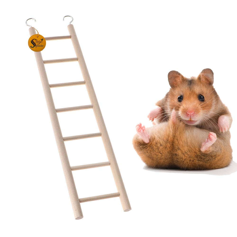 Sage Square Playful Natural Wooden Climbing Ladder Toy for Exercise & Fun || with Hooks || for Hamsters, Sugar Glider, Dwarf, Rat, Mice, Gerbil || 7 Stairs / 34cm (B08KGDBLQS) Amazon Price History, Amazon Price Tracker