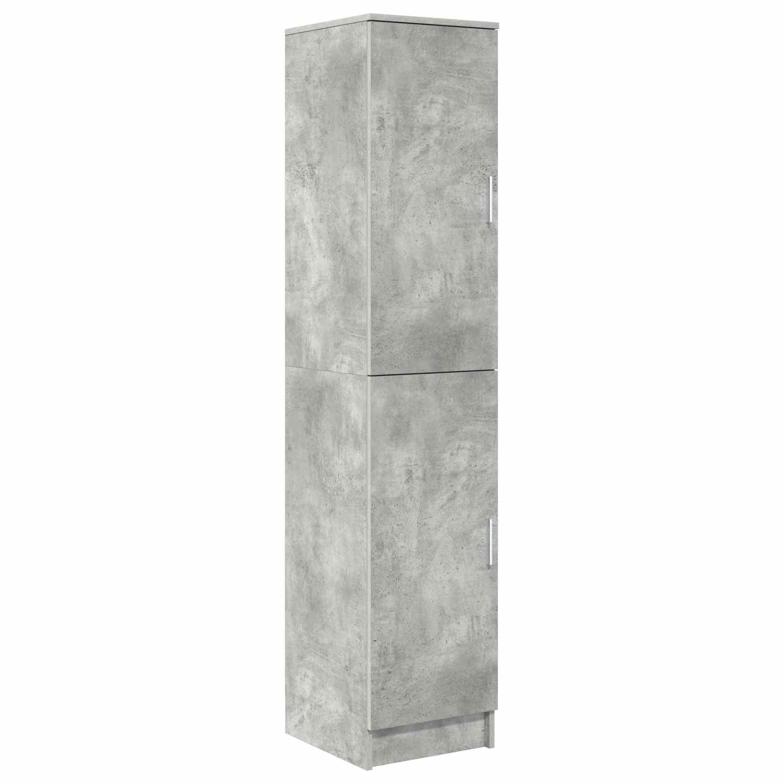 Scrivania in legno grigio cemento con ripiano e ante a cerniera, 113,5 x 39 x 168 cm, postazione di lavoro per ufficio, casa, computer, laptop, ripiano e spazio per riporre oggetti
