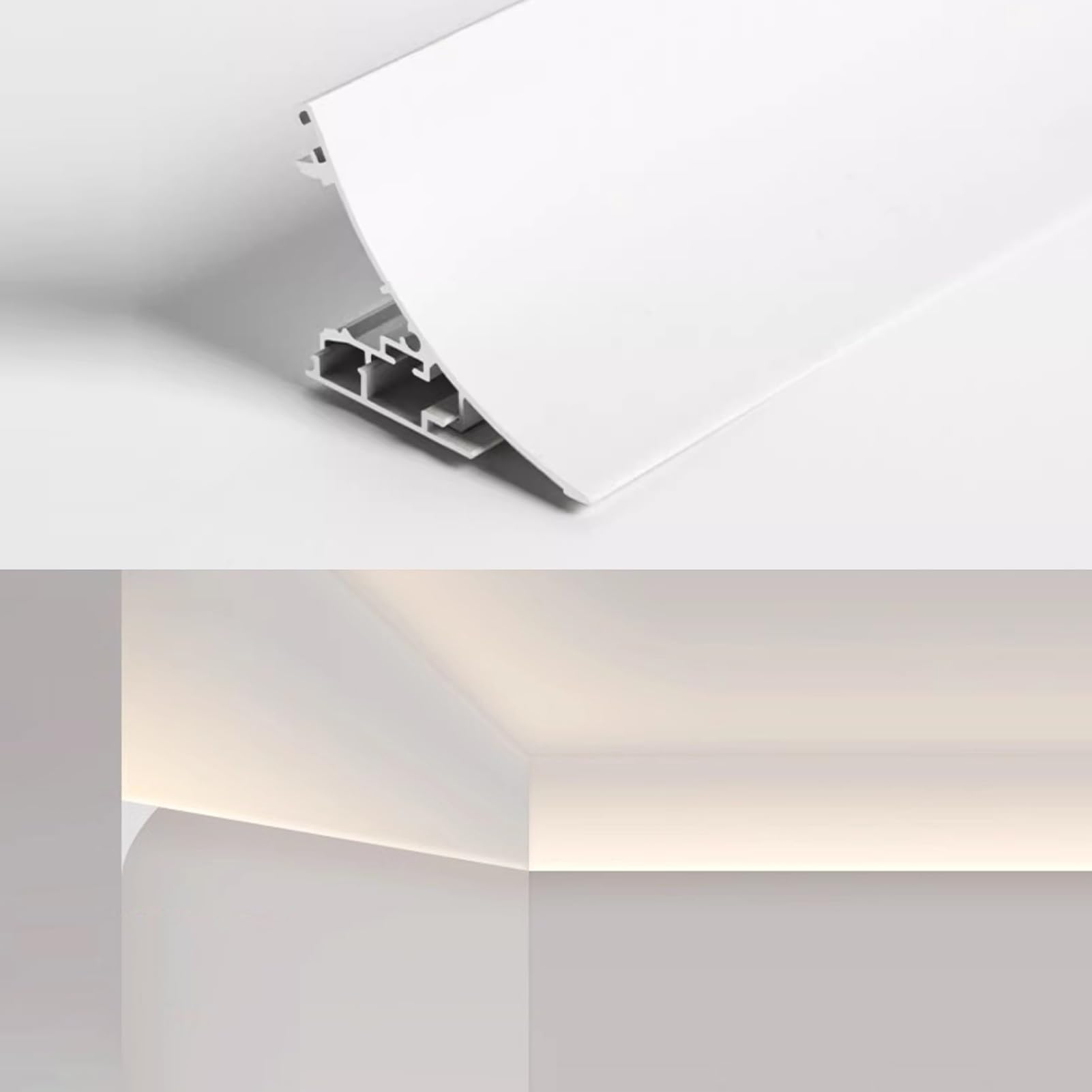 Interior Crown Molding Trim Without LED Lights, White LED Aluminum Channel Kit, Decorative Baseboard Light Track Diffuser, Customizable(1.2m/3.9ft)