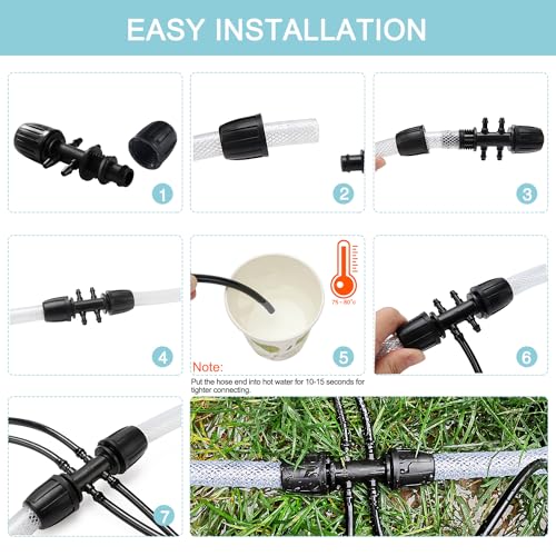 VooGenzek 10 PCS Barbed Tee Connector for Drip Irrigation 6-Way Anti-Drop 13/16 mm to 4/7 mm Irrigation Tube Fitting - Image 4