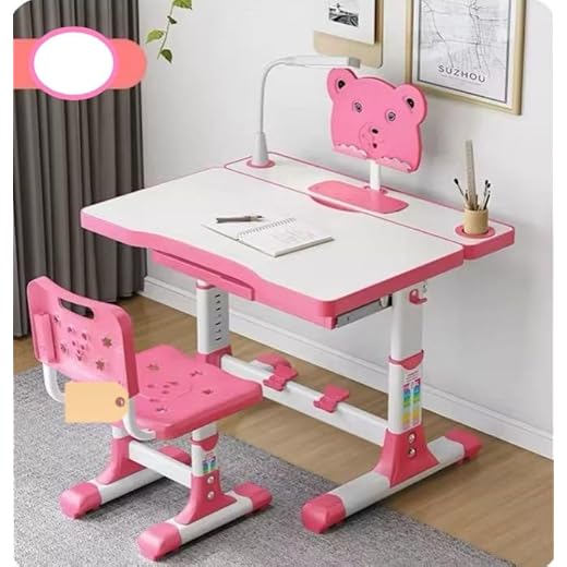 Ergonomic Tiltable Study Table Pink
