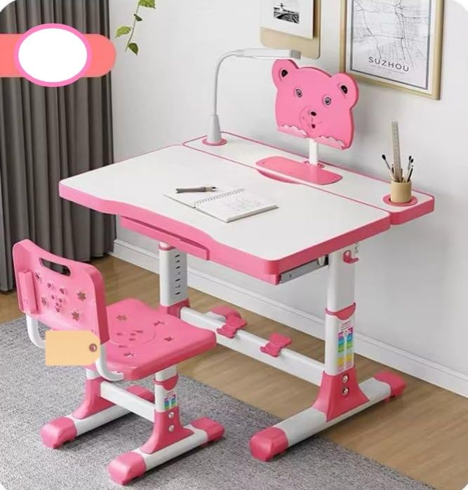 FURNITURE FIRST ! Ergonomic ! Imported ! Tiltable ! Study Table for Kids ! Height Adjustable ! LED Light ! Bookshelf ! Maintains Posture & Comfort ! Age 3-16 Years ! Colour-Pink ! Style - Princess-image-43