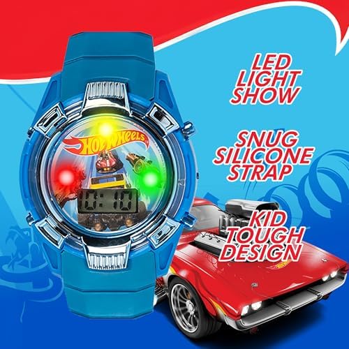 Hot Wheels 아동용 시계 - 라이트업 LCD 디스플레이, 조절 가능한 편안한 스트랩, 수집용 틴 케이스 - 남아 및 여아에게 적합 — 사진 3
