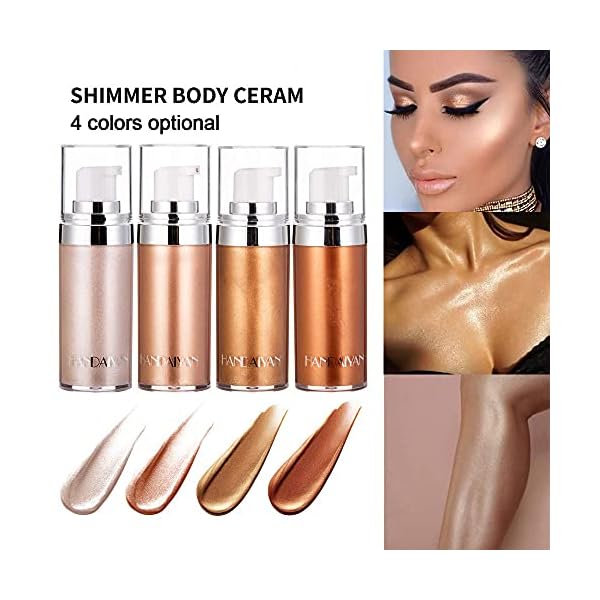 Yeweian Face Body Luminizer, Liquid Highlighter Makeup, Face Body Shimmer Glow Illuminator, Bronzer Smooth Shine Shimmer Liquid Foundation, Waterproof Moisturizing Body Highlighter