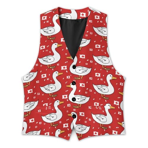 Ducks Canada Flag Novelty Men's Suit Vest Casual Formal Dress Vests Business Waistcoat 6