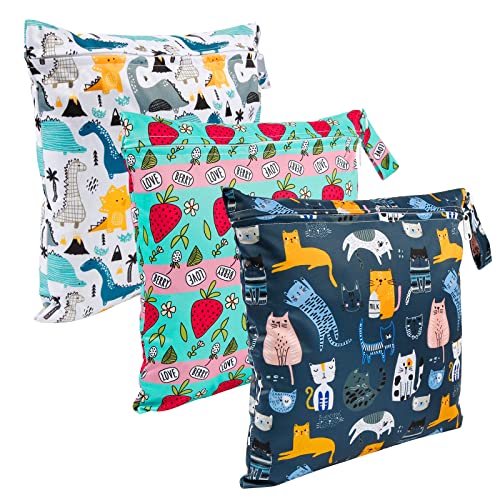 Weinsamkeit 3X Bolsa de Pañales Reutilizable Bolsa con Cremallera Impermeable para Mamá, Bolsa Pañales Impermeable, Transpirable Organizador de Maquillaje de Colgar, Viajes, Playa, Piscina, Gym