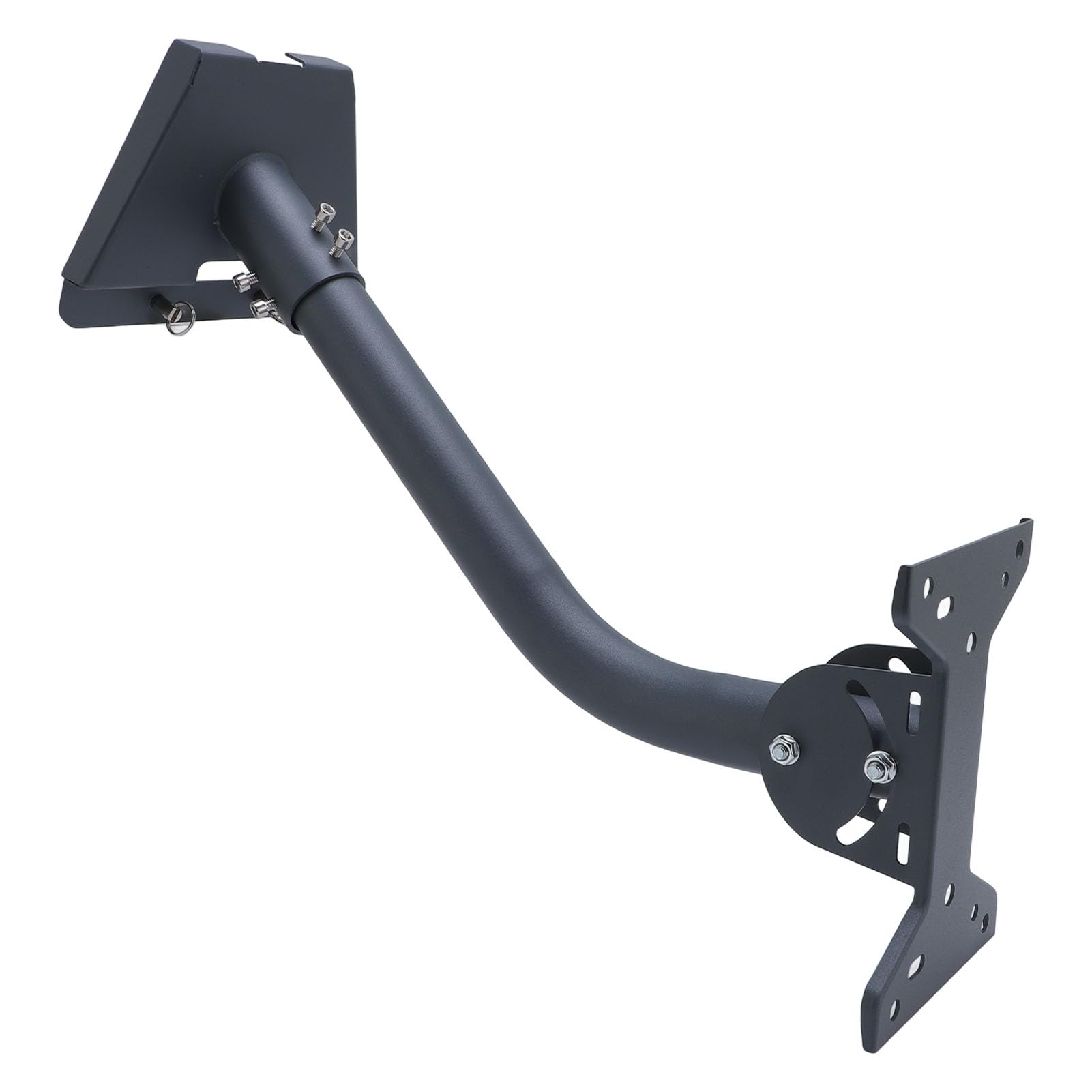 ASHATA Kit di montaggio in ferro e lega di alluminio di alta qualità per antenna parabolica Gen 3, palo con tubo curvo da 45,7 cm con base versatile, opzioni complete di viti per l'installazione