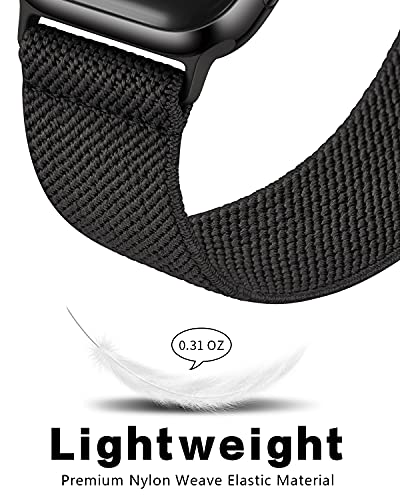 Image of AMANECER Stretchy Nylon Watch Band Compatible with Apple Watch Series 11 /10 /9 /8 /7 /6 /5 /4 SE 3 /2 /1, Adjustable Braided Elastic Sport Loop Rugged Straps for iWatch Women Men (Matte Black, 38 /40 /41 /42MM)