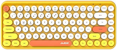 FELiCON 308i Retro Wireless Keyboard, Bluetooth Silent Cute Computer Keyboard with Round Punk Compact 84 keys, Lightweight, Matte Texture,Typewriter Design for PC, Laptop, Mac, Phone-Pink