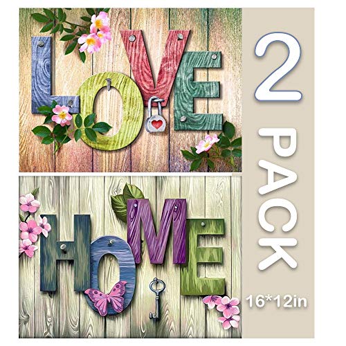 BiBeGoi DIY 5D Diamond Art Kit para Adultos, Paquete Completo de 2 Manualidades con Gemas Circulares Love Home, Juego de Rompecabezas para el hogar para decoración de Paredes, Regalo, 16 