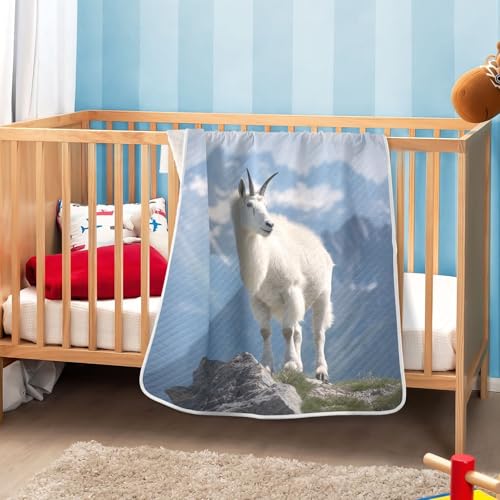 Image of Majestic Mountain Goat Baby Swaddle Blanket for Boys and Girls, Muslin Baby Receiving Swaddle Blanket, Soft Cotton Nursery Swaddling Blankets for Newborn Toddler Infant