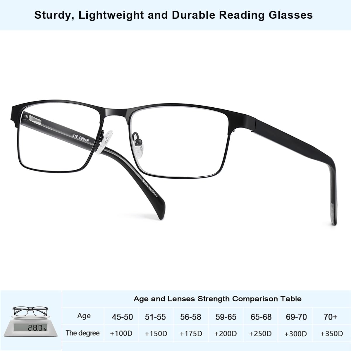 Amazon.com: EYECEDAR 4-Pack Reading Glasses for Men Black Frame