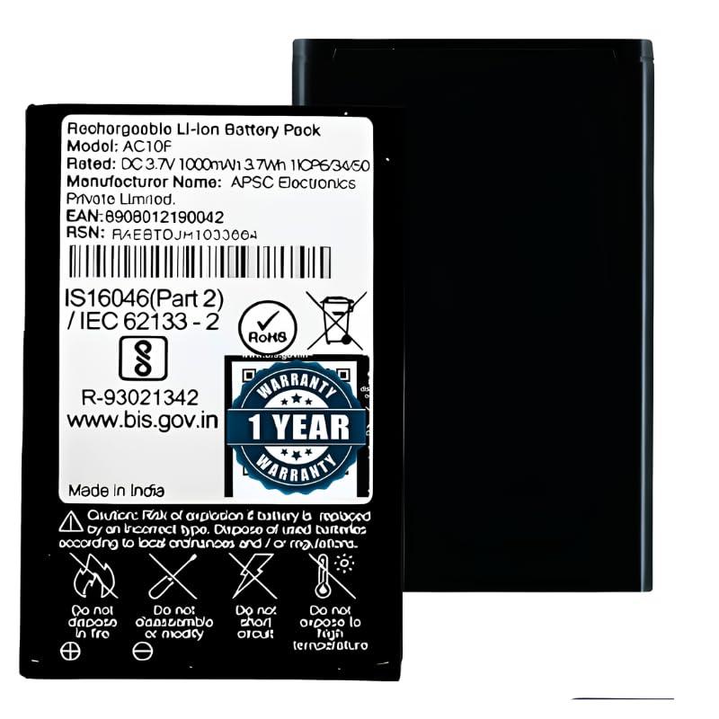 Image of AC10F 1000 Battery for Bharat V2||V3||V4 Phones