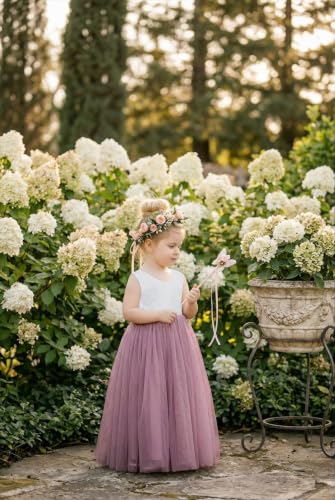 Image of 2Bunnies Girl Peony Lace Back A-Line Straight Tutu Tulle Party Flower Girl Dress
