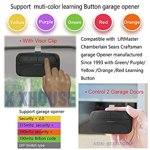 Universal Garage Door Remote Compatible For Liftmaster,Chamberlain,Linear,Stanley,Wayne Dalton,Craftsman And More Garage/Gate Door Opener Has Learn Button Or Dip Switch On Opener #TOP3