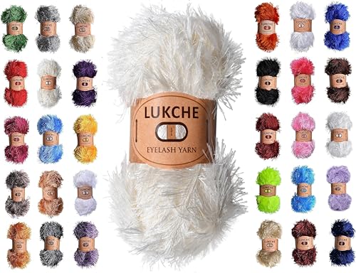 Image of Eyelash Fun Fur Yarn Premium 100% Polyester 164 Yds (150 Mt), 3.53 Oz (100 Gr) Colorful Crochet Yarn Dıy Hand Knitting. (Cream, 1 Skein)