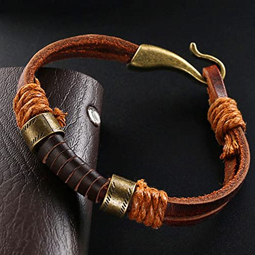 Pulsera de cuero genuino ajustable para hombre miniatura 6