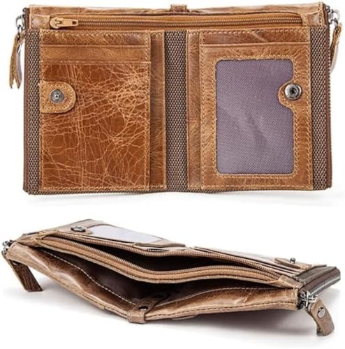 Wallet Coin Pocket Wallet Leather Men's Wallet Short Double Zipper Purse Clutch Large Capacity Retro Business Card Holder Wallet For Men Women3