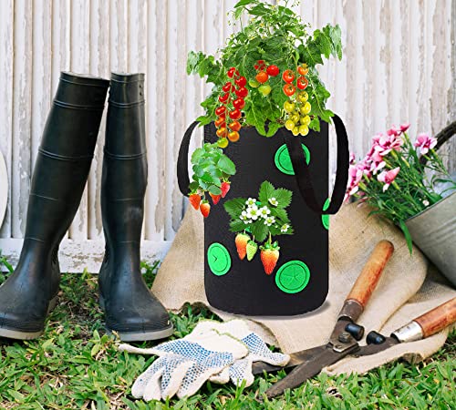 Miewslan Plantador de tomate de cabeça para baixo, 3 litros de sacos de cultivo de morango, morango,