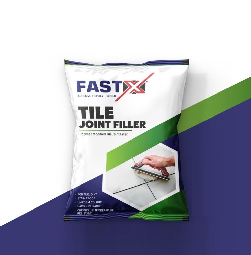 FastX Polymer Modified Tile Joint Filler Grout Stain Proof, Uniform Colour, Hard & Durable, Chemical & Temperature Resistant, 1 kg (Jet Black)