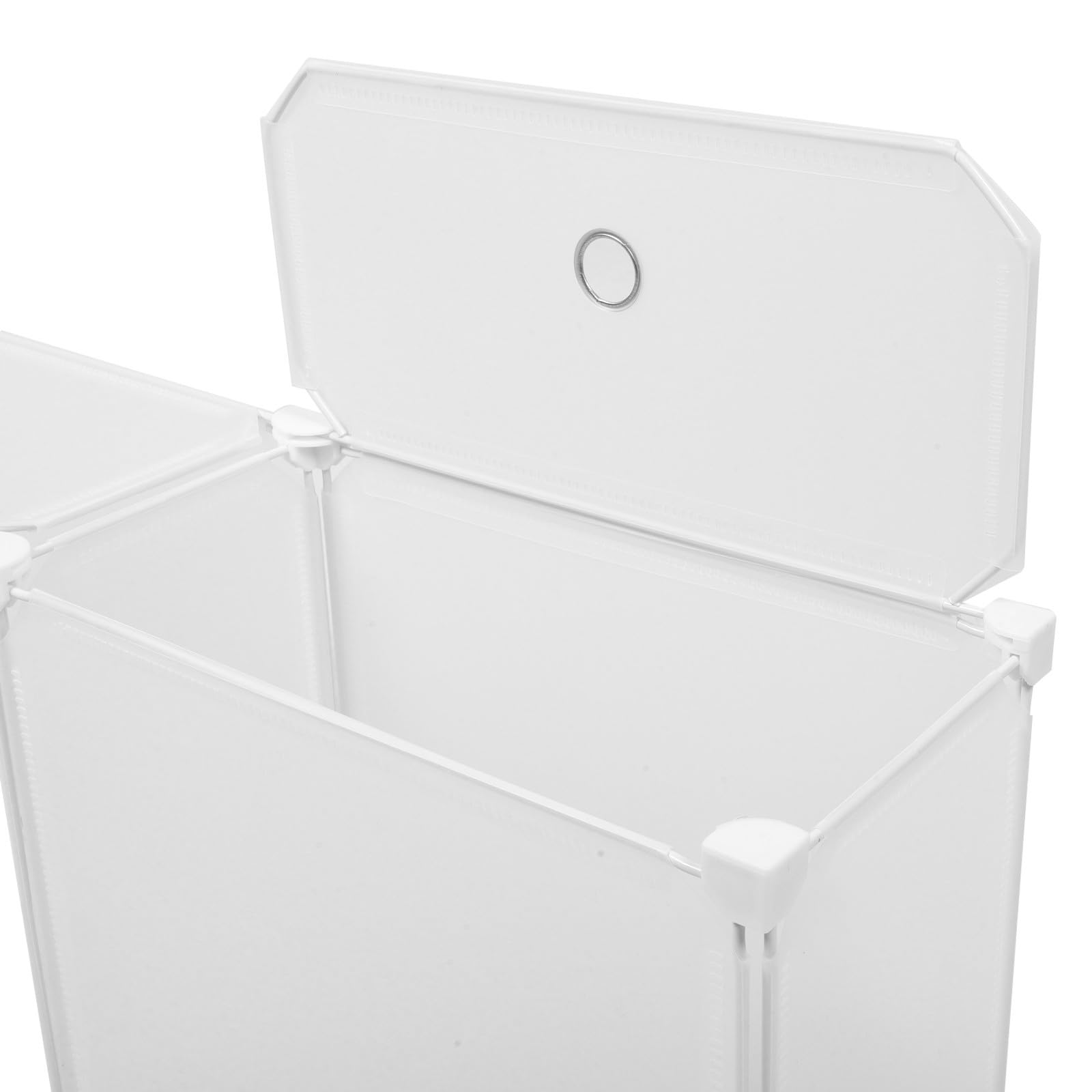 Mobiletto Portaoggetti in Plastica Bianco con Porte per Camera da Dormire | Ripiani Smontabili, Struttura Lunga e Robusta, per Libri e Telecomandi in Camera da Dormire e Soggiorno