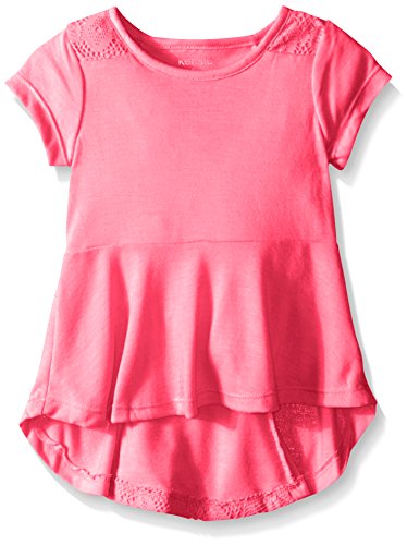 Kensie Big Girls' Hi-Lo Knit T-Shirt with Lace Trim