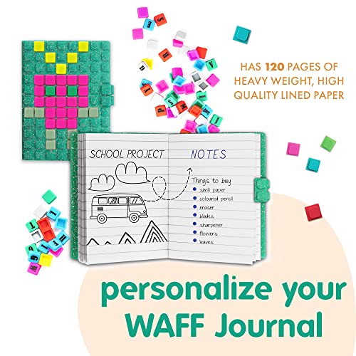 Waff Mini Notebooks For Kids, Personalized Journal With 70 Lego Like Cubes, Refillable Notebook, 120 Lined Pages, Water Proof Silicone Soft Cover, Creative Birthday Gift Diary (Malachite, A7) #TOP2