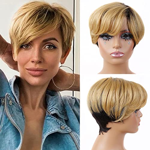 Unipearl Ombre Pixie Cut Wig Human Hair Glueless Pixie Wig