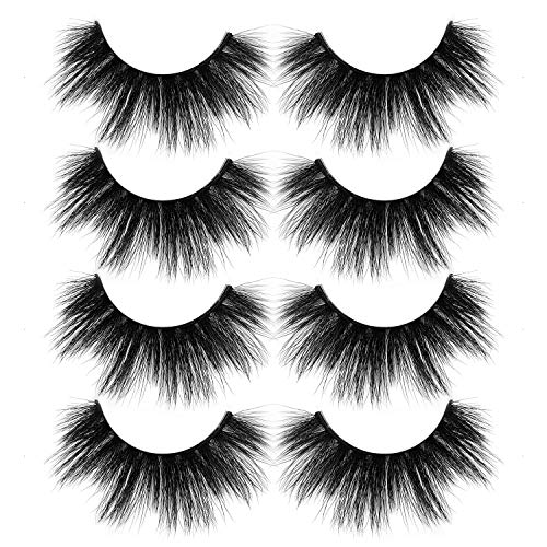 ALICROWN Faux Mink Lashes Pack 3D Volume Natural Fluffy Wispies Cross False Eyelashes