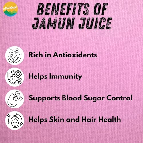 Image of Nutrinat Jamun Juice - 500ml (Pack of 1) | Jamun Juice without Sugar | Natural Kala Khatta Flavor