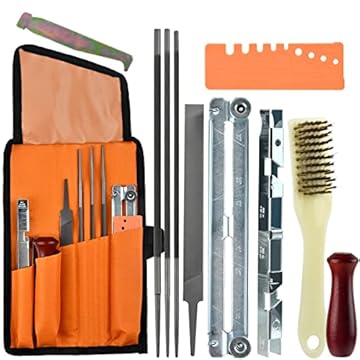 OTYMIOW Affilatore per Motosega Kit Professionale 11PZ Affila Catena Motosega Affilatura Universale per Motosega Set di Affilatura per Motosega Kit Manutenzione Motosega per Affilatura Lama Motosega