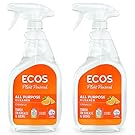 ECOS Plant-Based Multi-Surface Cleaner Spray, No Harsh Chemicals - For Counters, Glass, Tile, and More, Orange, 22 Fl Oz, Pack of 2